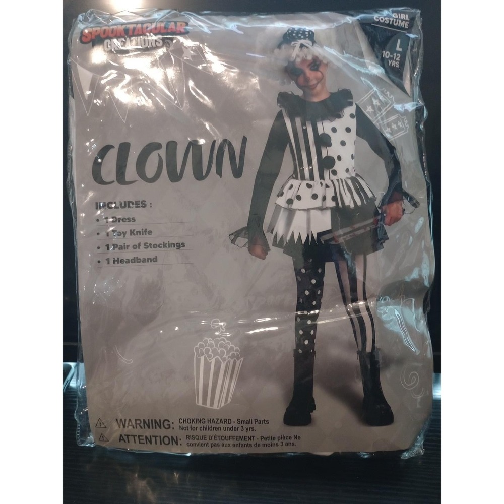 Spooktacular Creations Girls Scary Clown Costume Large 10-12 Halloween